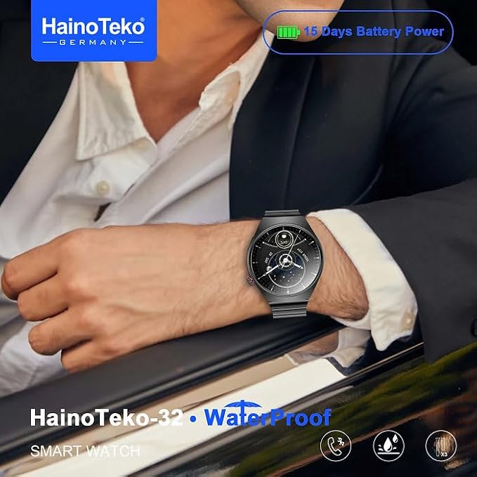 Haino Teko-32 Waterproof Smartwatch – Curved AMOLED Display, Bluetooth Calling & 3 Pair Straps