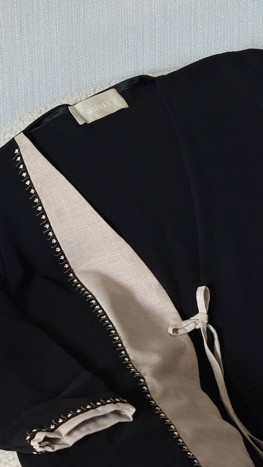 Black Contrast-Edge Abaya