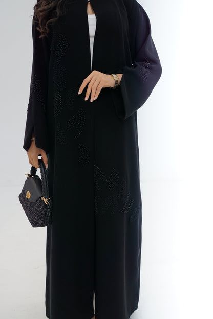 Black Structured Embellished Abaya