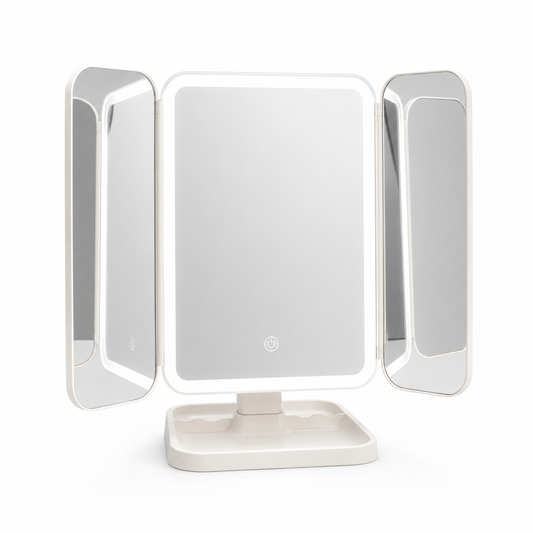 LED Desktop Makeup Mirror — Foldable Lighted Vanity Mirror